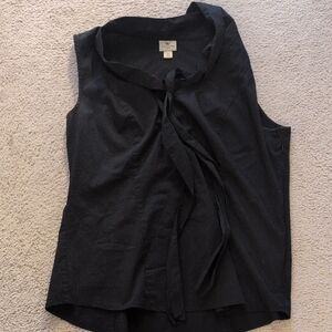 Worthington Black Sleeveless Tie-Neck Blouse